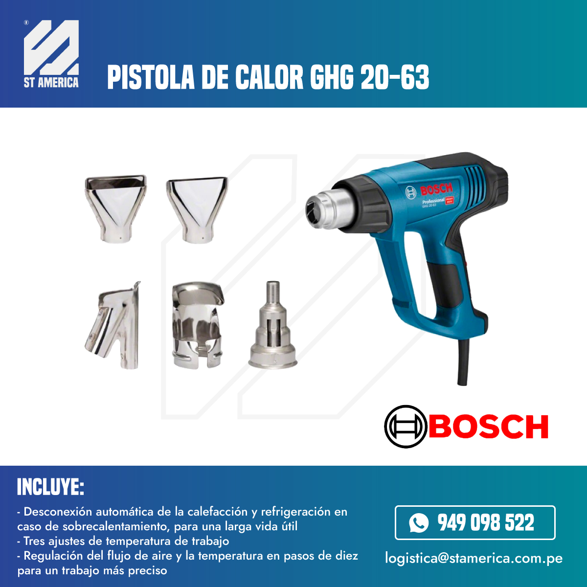 Pistola de calor 2000W GHG 20-63