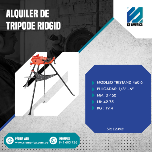 TRIPO DE RIDGID EN ALQUILER